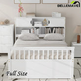 Bellemave® Full Size Captain Platform Bed with Storage Bookcases and Shelves,Four Drawers - Bellemave